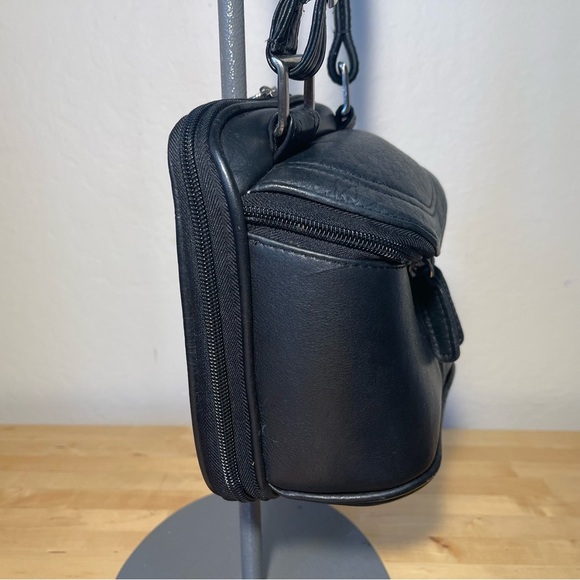 LATICO Black Leather Crossbody Messenger Camera Bag Case Organizer - Picture 5 of 15